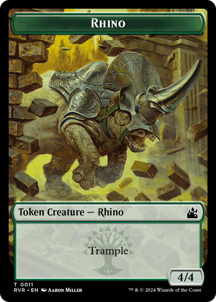 Elf Knight // Rhino Double-Sided Token [Ravnica Remastered Tokens] | Cards and Coasters CA