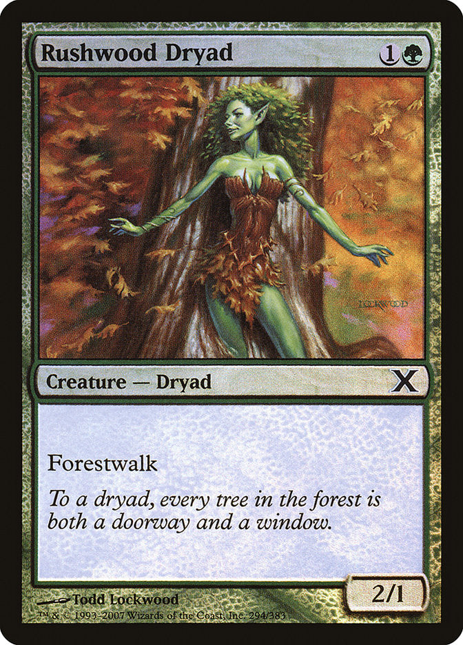 Rushwood Dryad (Premium Foil) [Tenth Edition] | Cards and Coasters CA