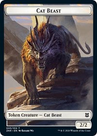 Cat Beast // Copy Double-sided Token [Zendikar Rising Tokens] | Cards and Coasters CA