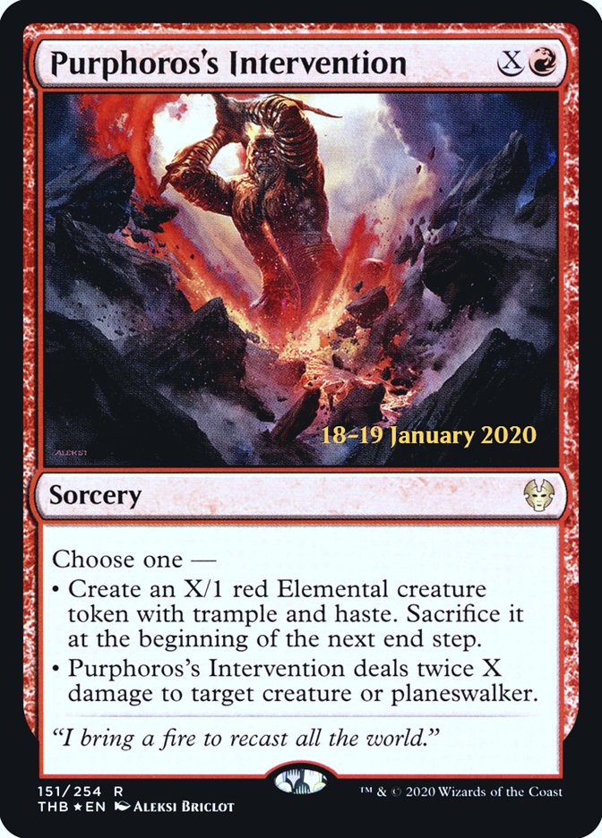 Purphoros's Intervention [Theros Beyond Death Prerelease Promos] | Cards and Coasters CA