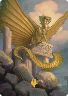 Ancient Gold Dragon Art Card (05) (Gold-Stamped Signature) [Commander Legends: Battle for Baldur's Gate Art Series] | Cards and Coasters CA