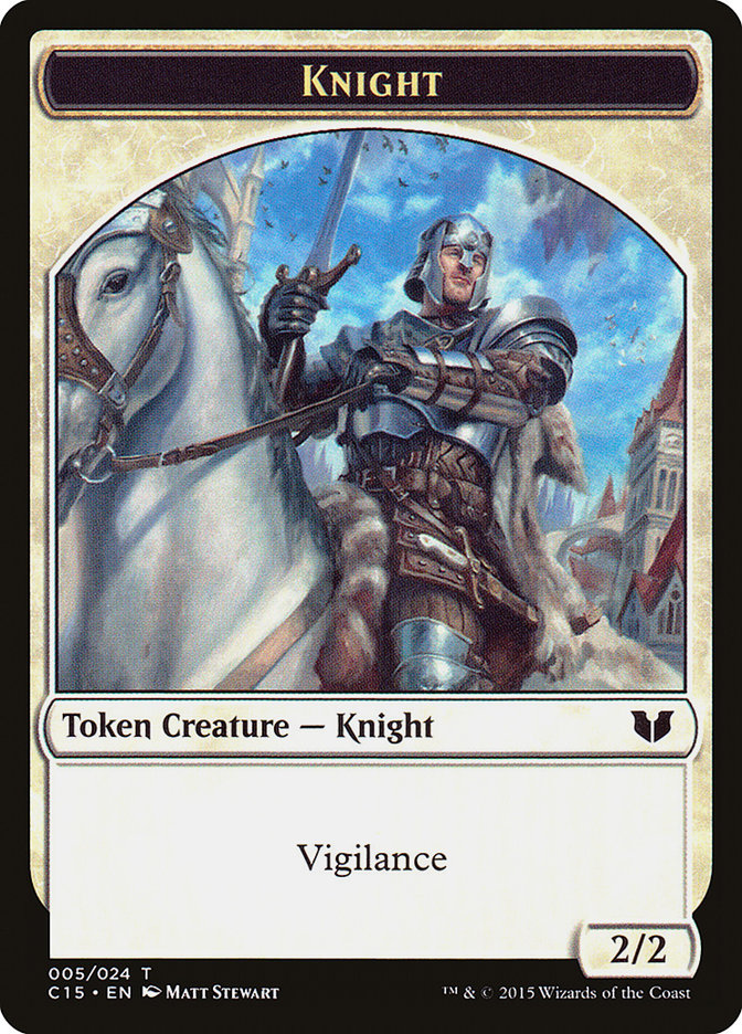 Gold // Knight (005) Double-Sided Token [Commander 2015 Tokens] | Cards and Coasters CA