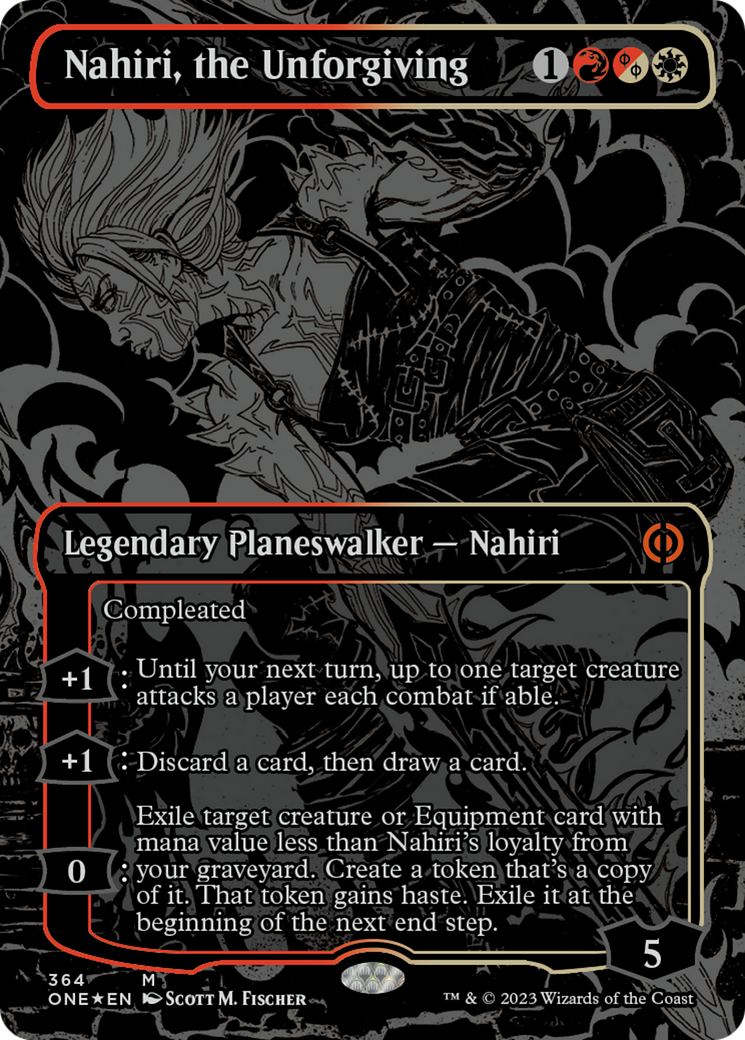 Nahiri, the Unforgiving (Oil Slick Raised Foil) [Phyrexia: All Will Be One] | Cards and Coasters CA