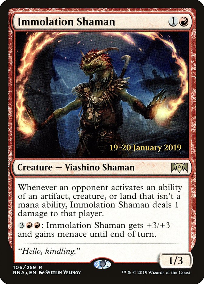 Immolation Shaman [Ravnica Allegiance Prerelease Promos] | Cards and Coasters CA