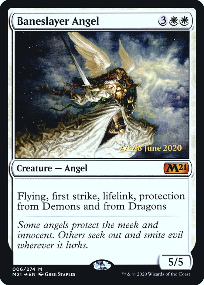 Baneslayer Angel  [Core Set 2021 Prerelease Promos] | Cards and Coasters CA