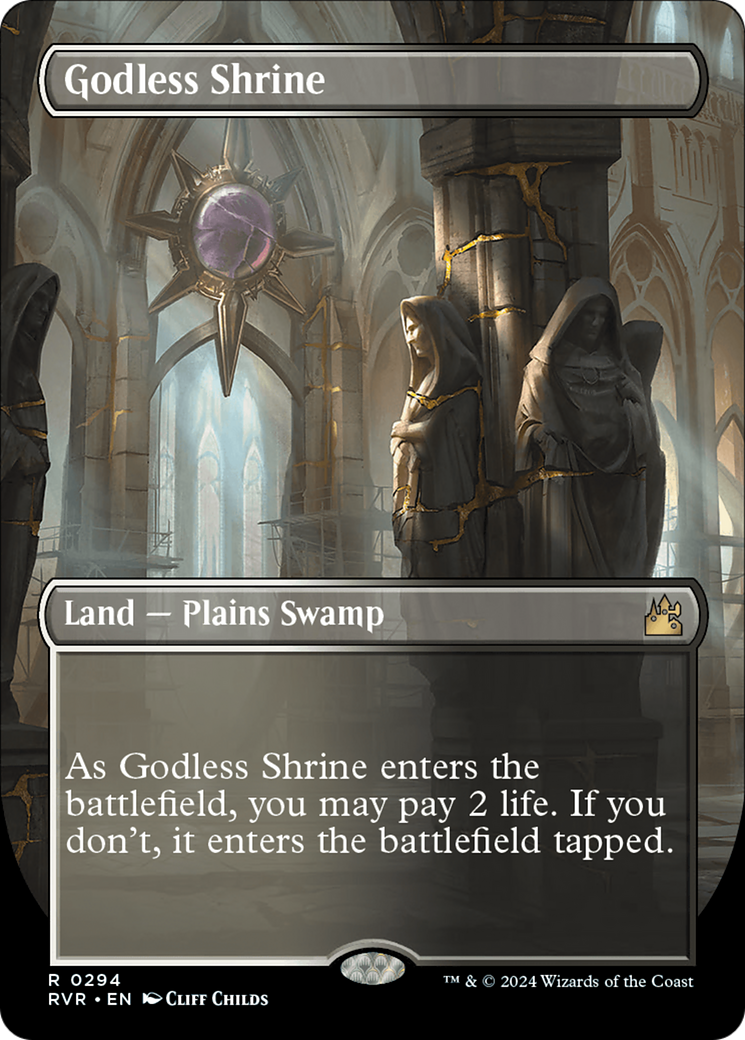 Godless Shrine (Borderless) [Ravnica Remastered] | Cards and Coasters CA