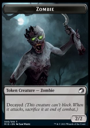 Zombie (005) // Elemental Double-sided Token [Innistrad: Midnight Hunt Tokens] | Cards and Coasters CA