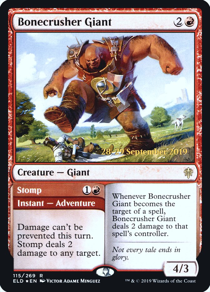 Bonecrusher Giant // Stomp  [Throne of Eldraine Prerelease Promos] | Cards and Coasters CA