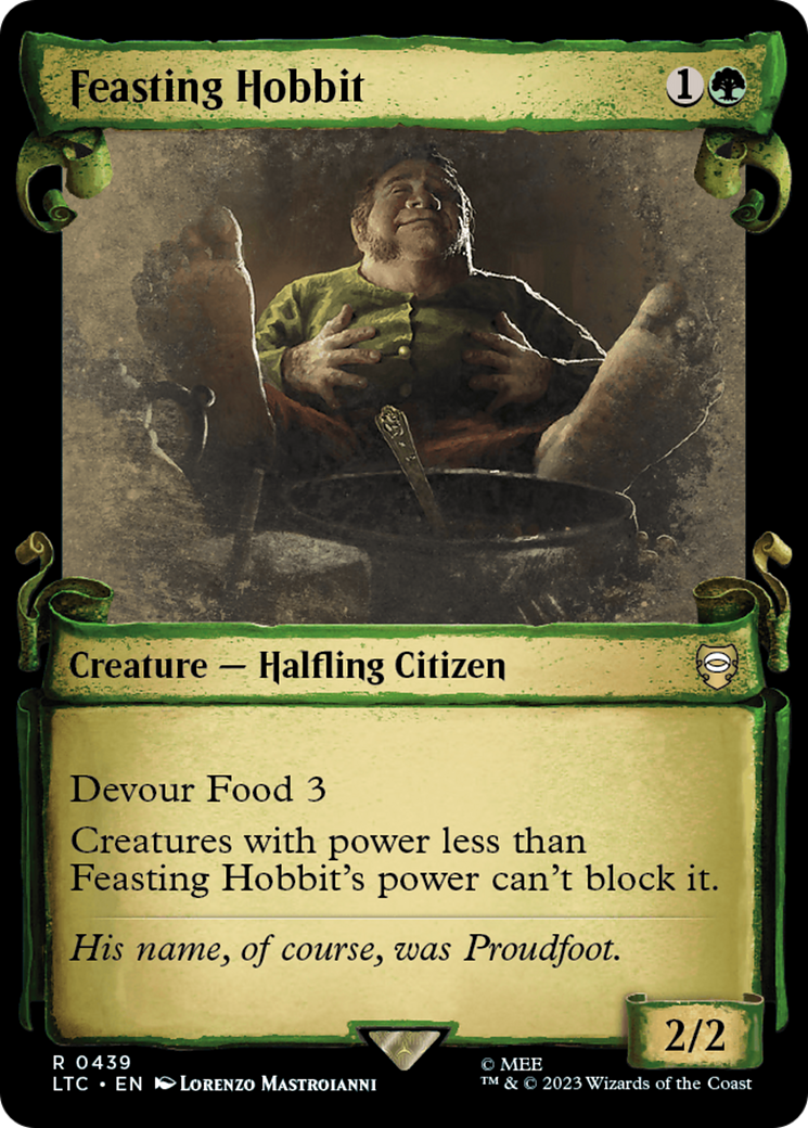 Feasting Hobbit [The Lord of the Rings: Tales of Middle-Earth Commander Showcase Scrolls] | Cards and Coasters CA