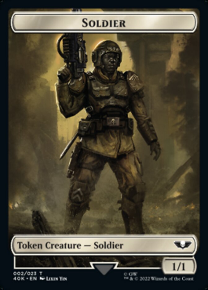 Soldier (002) // Space Marine Devastator Double-sided Token [Universes Beyond: Warhammer 40,000 Tokens] | Cards and Coasters CA