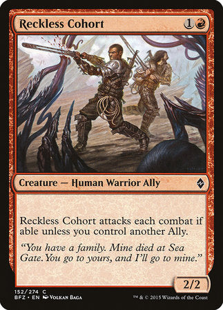 Reckless Cohort [Battle for Zendikar] | Cards and Coasters CA