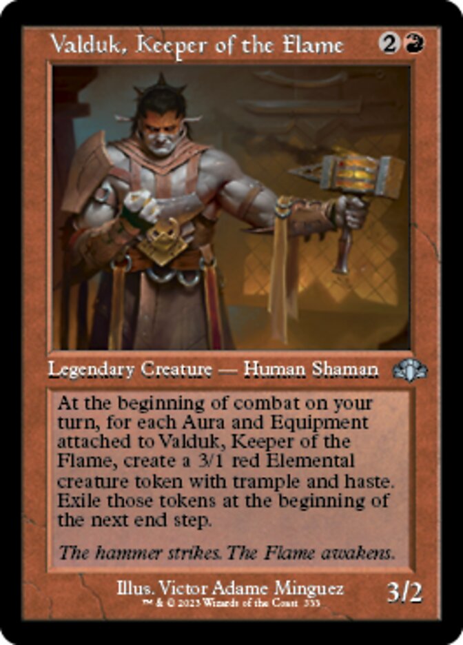 Valduk, Keeper of the Flame (Retro) [Dominaria Remastered] | Cards and Coasters CA