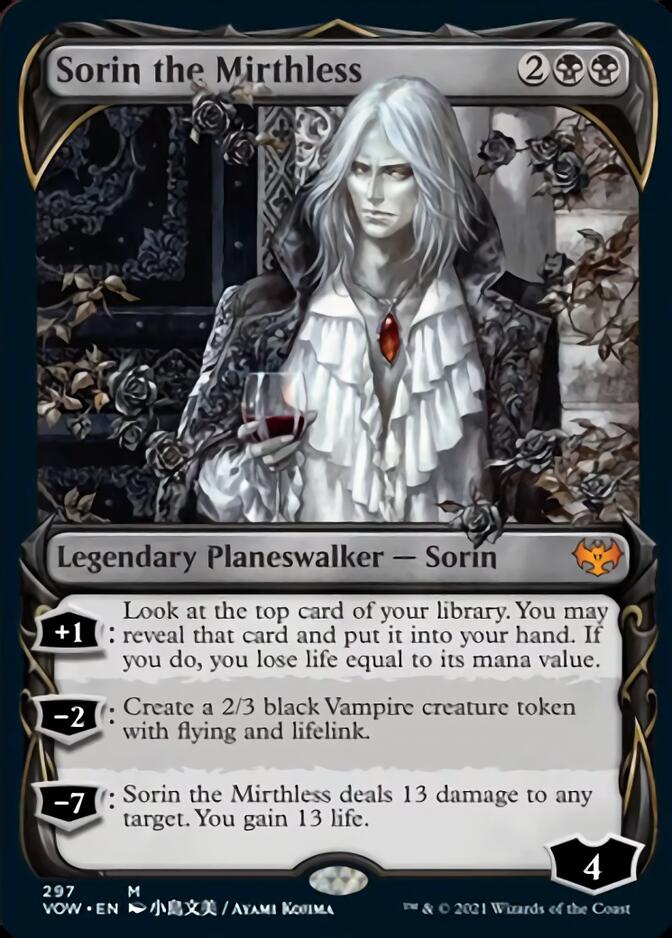 Sorin the Mirthless (Showcase Fang Frame) [Innistrad: Crimson Vow] | Cards and Coasters CA
