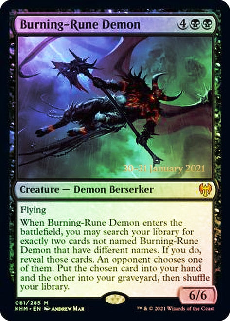 Burning-Rune Demon  [Kaldheim Prerelease Promos] | Cards and Coasters CA