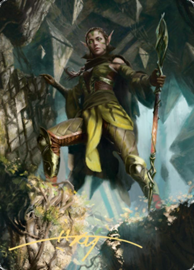 Nissa of Shadowed Boughs 1 Art Card (Gold-Stamped Signature) [Zendikar Rising Art Series] | Cards and Coasters CA