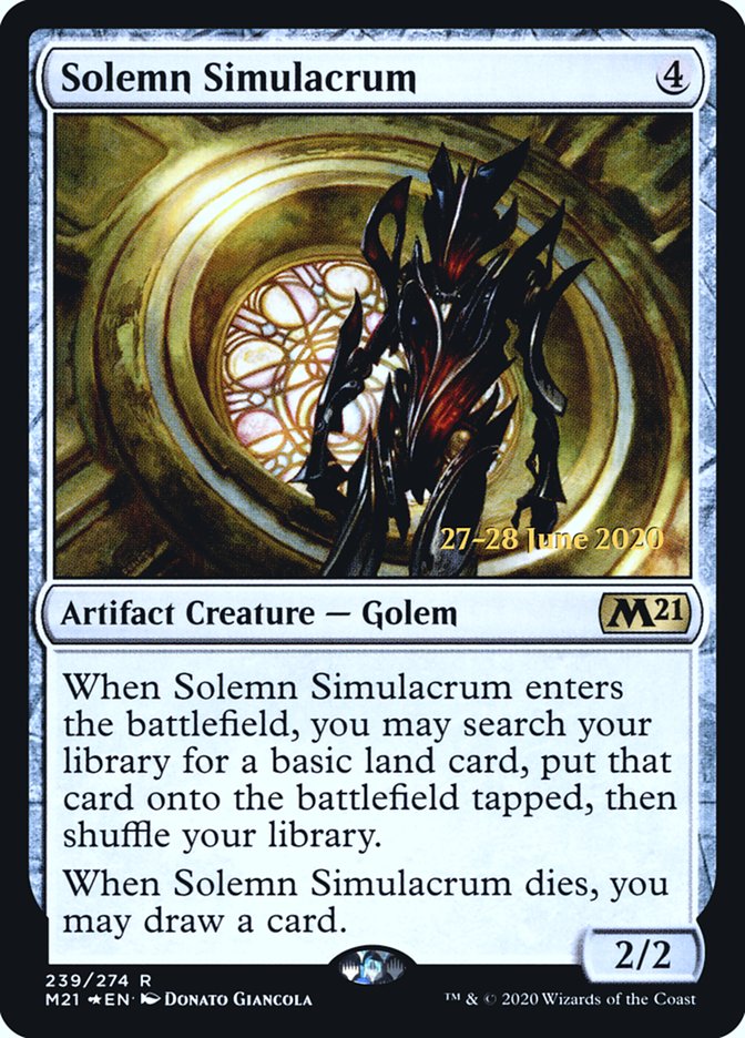 Solemn Simulacrum  [Core Set 2021 Prerelease Promos] | Cards and Coasters CA