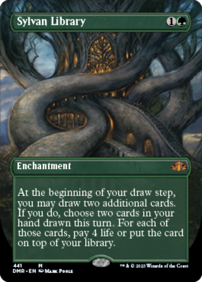 Sylvan Library (Borderless Alternate Art) [Dominaria Remastered] | Cards and Coasters CA