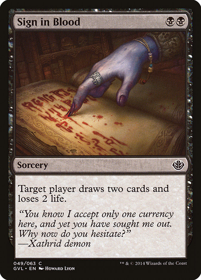 Sign in Blood (Garruk vs. Liliana) [Duel Decks Anthology] | Cards and Coasters CA