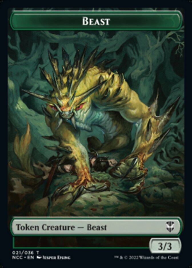 Beast // Saproling Double-sided Token [Streets of New Capenna Commander Tokens] | Cards and Coasters CA
