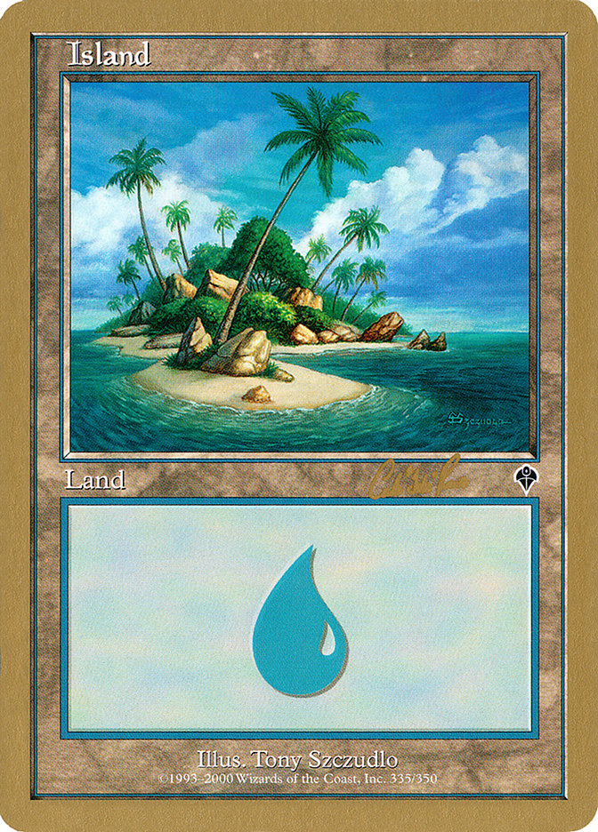 Island (cr335a) (Carlos Romao) [World Championship Decks 2002] | Cards and Coasters CA