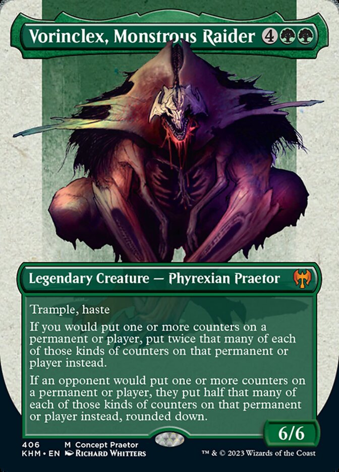 Vorinclex, Monstrous Raider (Borderless Concept Praetors) [Phyrexia: All Will Be One] | Cards and Coasters CA