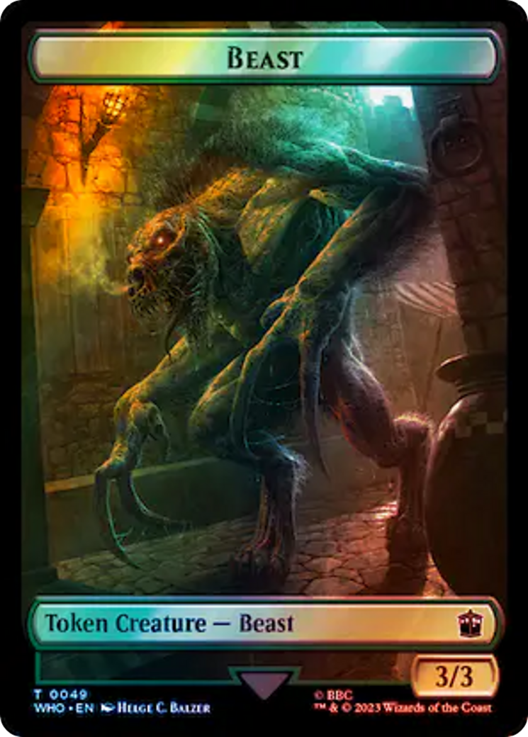 Alien Rhino // Beast Double-Sided Token (Surge Foil) [Doctor Who Tokens] | Cards and Coasters CA