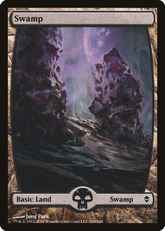 Swamp (239) - Full Art [Zendikar] | Cards and Coasters CA