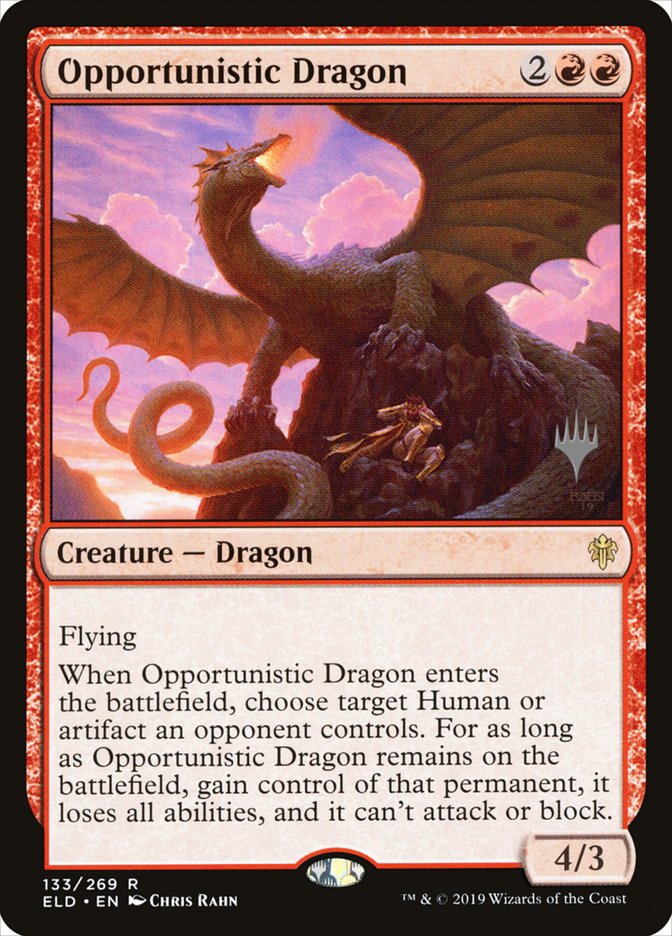 Opportunistic Dragon (Promo Pack) [Throne of Eldraine Promos] | Cards and Coasters CA