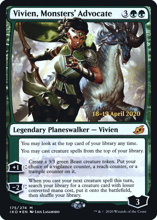 Vivien, Monsters' Advocate  [Ikoria: Lair of Behemoths Prerelease Promos] | Cards and Coasters CA