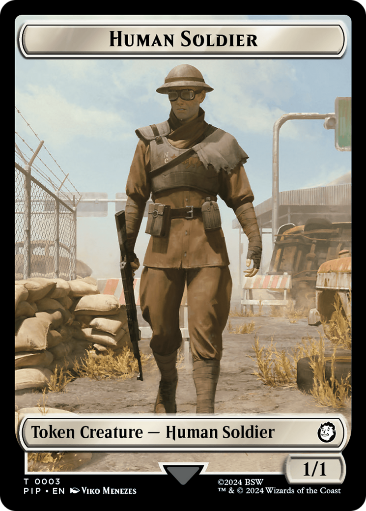 Settlement // Human Soldier Double-Sided Token [Fallout Tokens] | Cards and Coasters CA