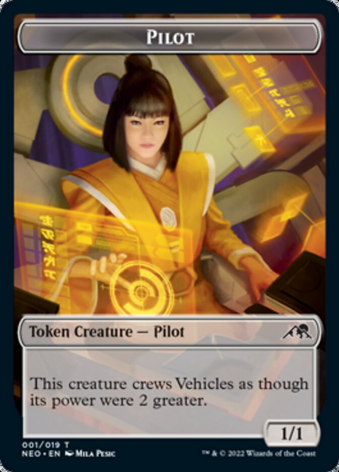 Spirit (002) // Pilot Double-sided Token [Kamigawa: Neon Dynasty Tokens] | Cards and Coasters CA