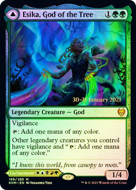 Esika, God of the Tree // The Prismatic Bridge  [Kaldheim Prerelease Promos] | Cards and Coasters CA