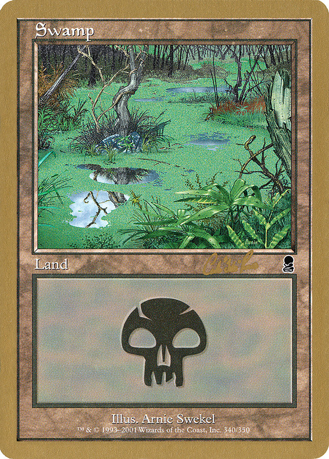 Swamp (cr340) (Carlos Romao) [World Championship Decks 2002] | Cards and Coasters CA