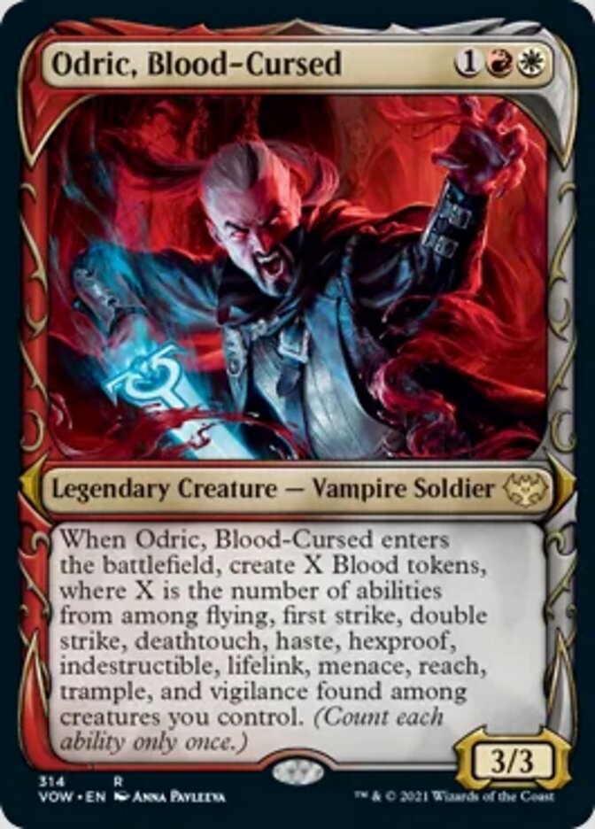 Odric, Blood-Cursed (Showcase Fang Frame) [Innistrad: Crimson Vow] | Cards and Coasters CA