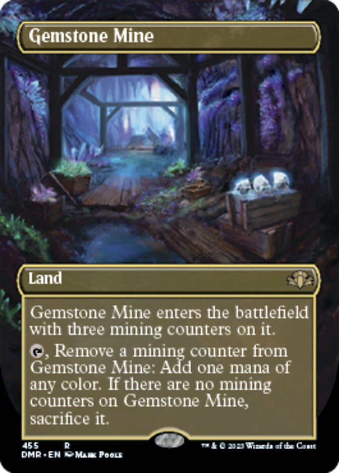 Gemstone Mine (Borderless Alternate Art) [Dominaria Remastered] | Cards and Coasters CA