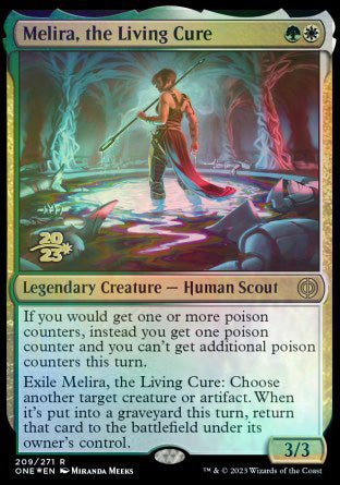 Melira, the Living Cure [Phyrexia: All Will Be One Prerelease Promos] | Cards and Coasters CA