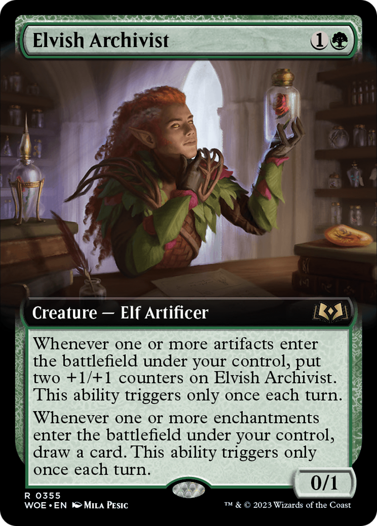 Elvish Archivist (Extended Art) [Wilds of Eldraine] | Cards and Coasters CA