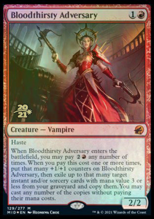 Bloodthirsty Adversary [Innistrad: Midnight Hunt Prerelease Promos] | Cards and Coasters CA