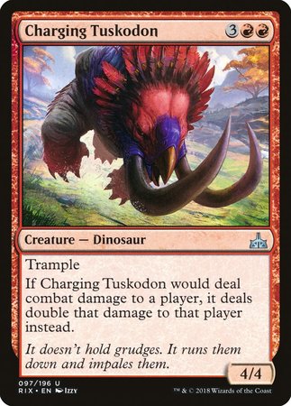 Charging Tuskodon [Rivals of Ixalan] | Cards and Coasters CA