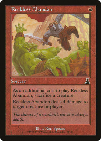 Reckless Abandon [Urza's Destiny] | Cards and Coasters CA