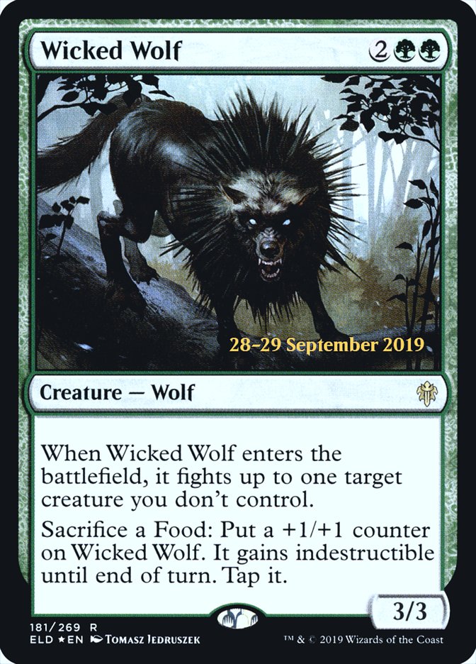 Wicked Wolf  [Throne of Eldraine Prerelease Promos] | Cards and Coasters CA