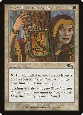 Rune of Protection: Green [Urza's Saga] | Cards and Coasters CA