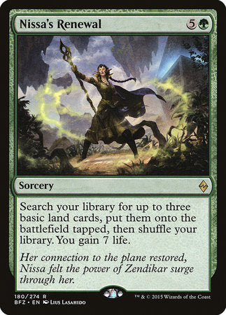 Nissa's Renewal [Battle for Zendikar] | Cards and Coasters CA