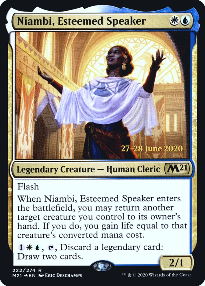 Niambi, Esteemed Speaker  [Core Set 2021 Prerelease Promos] | Cards and Coasters CA