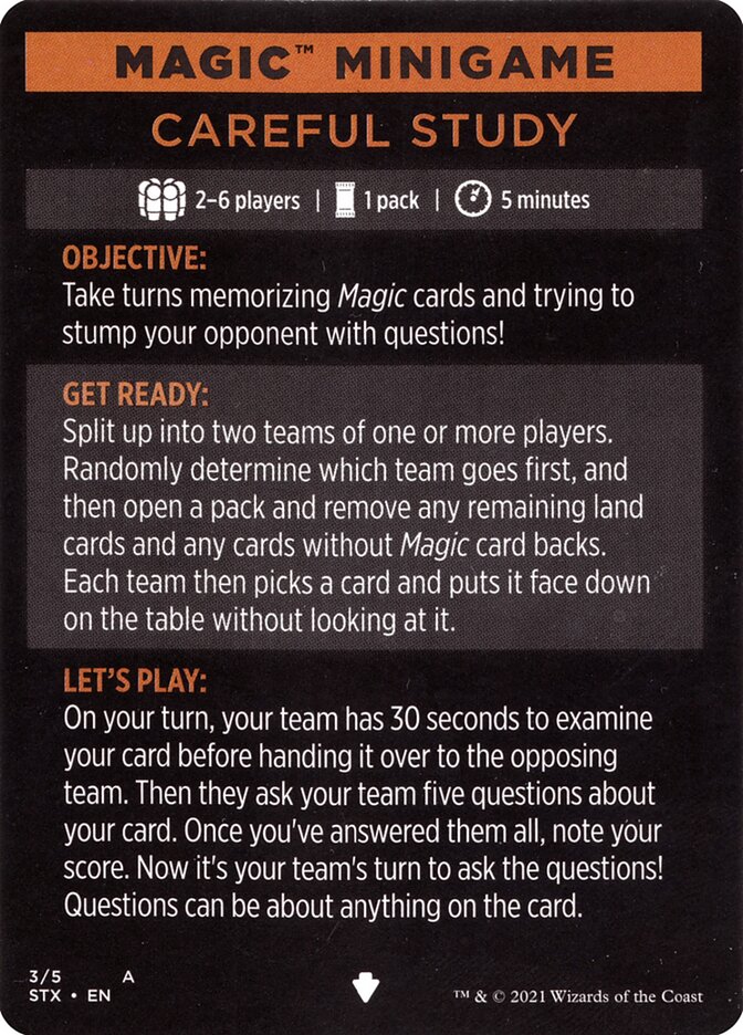 Careful Study (Magic Minigame) [Strixhaven: School of Mages Minigame] | Cards and Coasters CA