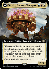 Tetzin, Gnome Champion // The Golden-Gear Colossus (Extended Art) [The Lost Caverns of Ixalan Commander] | Cards and Coasters CA