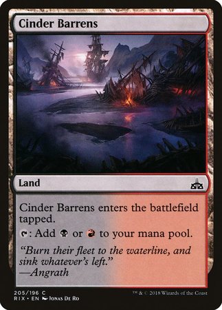 Cinder Barrens [Rivals of Ixalan] | Cards and Coasters CA