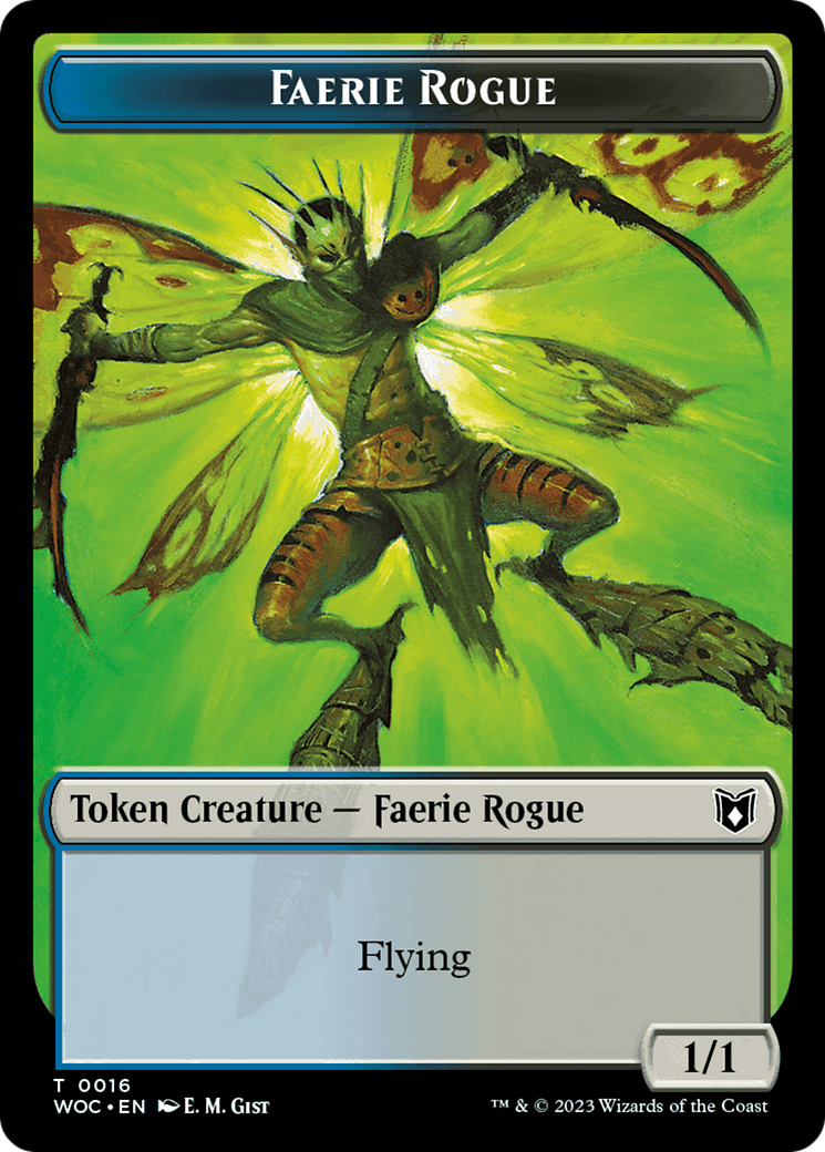 Faerie Rogue // Faerie (0016) Double-Sided Token [Wilds of Eldraine Commander Tokens] | Cards and Coasters CA