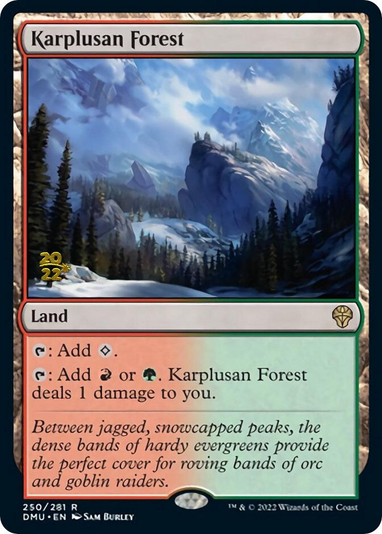 Karplusan Forest [Dominaria United Prerelease Promos] | Cards and Coasters CA