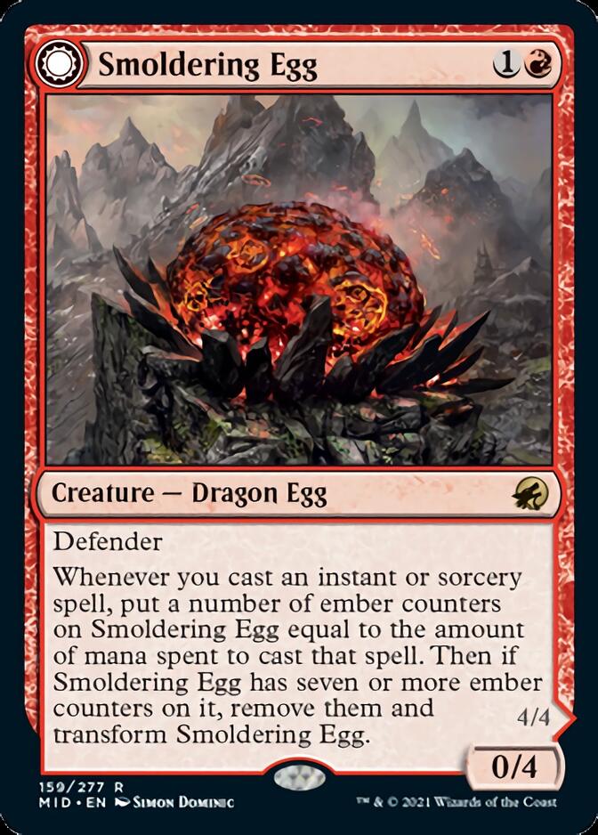 Smoldering Egg // Ashmouth Dragon [Innistrad: Midnight Hunt] | Cards and Coasters CA